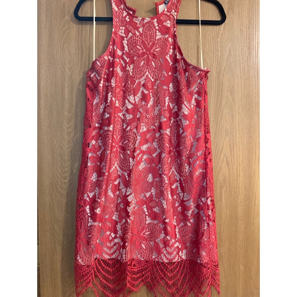 Red lace cocktail dress